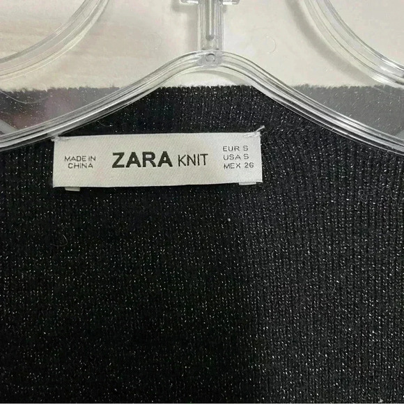 ZARA KNIT Black Gold Glitter V-neck Long sleeve Body Suite | size small - Picture 8 of 8